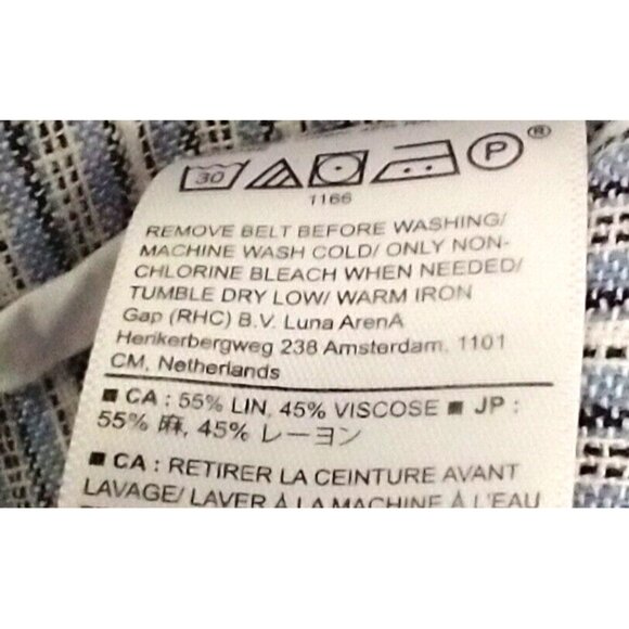 Banana Republic Wide Leg Linen-Blend Paperbag Pants Striped Pockets - Size 18 - Picture 7 of 9